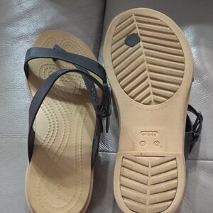 CROCS Women's Black and Tan Sandals